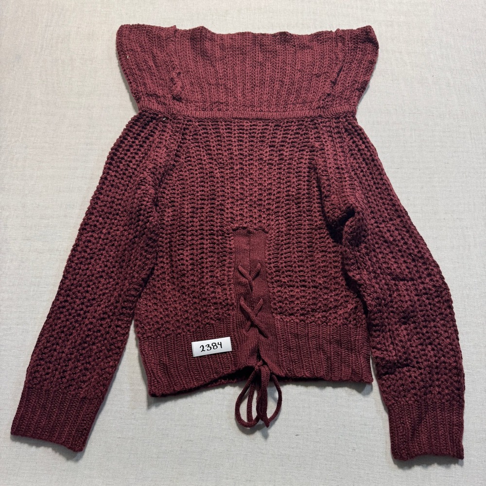 Derek Heart Off The Shoulder Sweater Womens Sz M Burgundy
